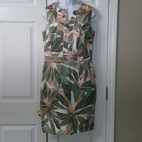 Brooks Brothers Palm  tropical print sleeveless dress Sz 8 NWOT - Picture 1 of 8